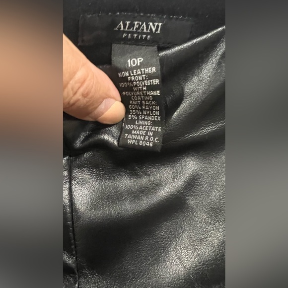 Alfani Black Skirt Faux Leather Front Panel 10P - Picture 5 of 6
